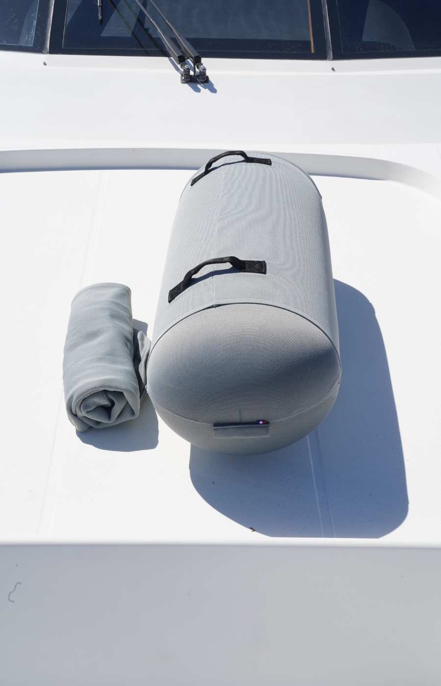 Inflated Boat Fender And Fender Cover on a Yacht